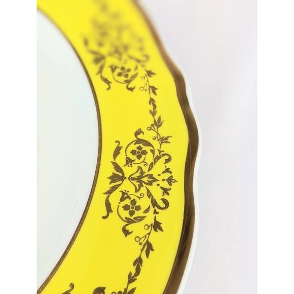 White Porcelain Cat Portrait Plate | Kitty Picture Yellow Border Collectible 10" - Picture 8 of 10